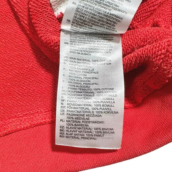 adidas | Women | Red White Big Trefoil Cropped Sporty Hooded Sweatshirt | Small - Picture 8 of 15